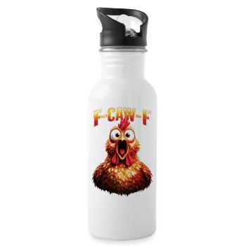 F-Caw-F Chicken Hahn Huhn - Trinkflasche mit integriertem Trinkhalm - Weiß - Rechts