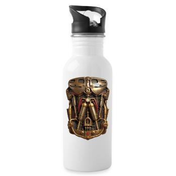 CYBORG-RÜSTUNG – Steam Punk'n'Roll - Trinkflasche mit integriertem Trinkhalm - Weiß - Rechts