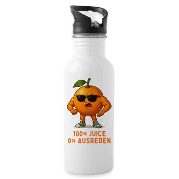Sonnenorange mit Stil – 100% Juice - Trinkflasche mit integriertem Trinkhalm - Weiß - Rechts