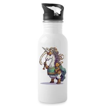 Unicornenkrieger Dudelsack - Trinkflasche mit integriertem Trinkhalm - Weiß - Rechts
