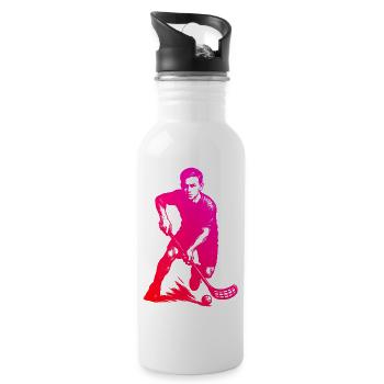 Un motif réservé au floorball - Gourde avec paille intégrée - blanc - Droite
