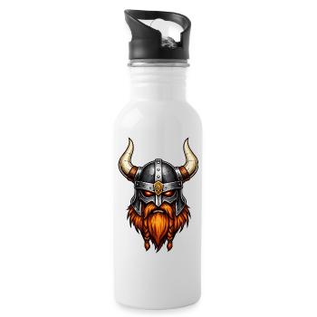 Wikinger Krieger Helm - Trinkflasche mit integriertem Trinkhalm - Weiß - Rechts
