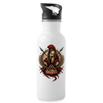 Sparta Helmet Warrior Motif - Water bottle with straw - white - Right