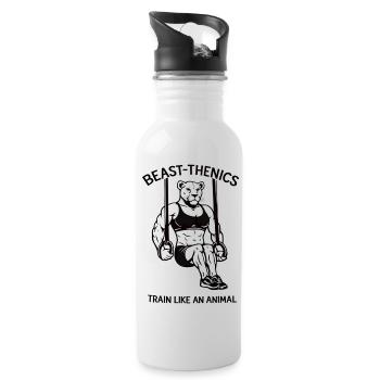 Train like a beast - Löwin - Fitness - Workout - Water bottle with straw - white - Right