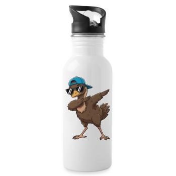 Cool Dabbing Emu Sunglasses Cartoon-Kunst - Trinkflasche mit integriertem Trinkhalm - Weiß - Rechts