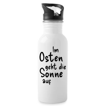 Sonne im Osten - Trinkflasche mit integriertem Trinkhalm - Weiß - Rechts