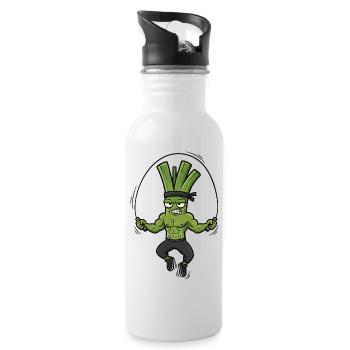 Fitness Jumping Rope Leek Onion Lover Sport - Water bottle with straw - white - Right