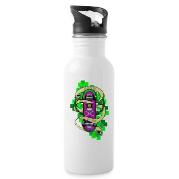 Neon Skull Skateboard Graffiti - Trinkflasche mit integriertem Trinkhalm - Weiß - Rechts