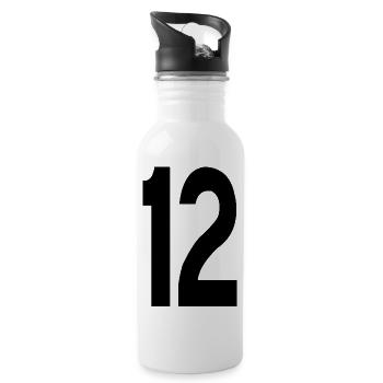 12 Nummern - Trinkflasche mit integriertem Trinkhalm - Weiß - Rechts