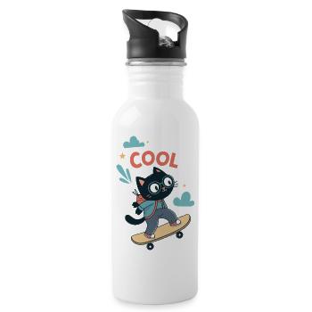 Skater Cat - Water bottle with straw - white - Right