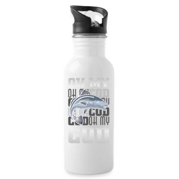 Angler Fisherman Petri Disciple Saying Fishing Funny - Water bottle with straw - white - Right