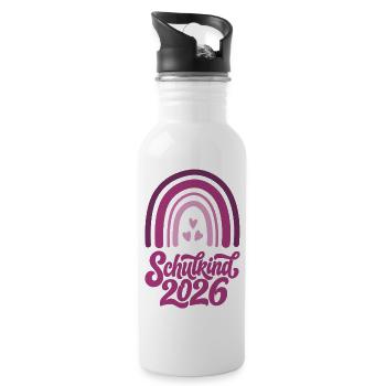 Écolière 2026 Fille Bohème Arc-en-ciel - Gourde avec paille intégrée - blanc - Droite