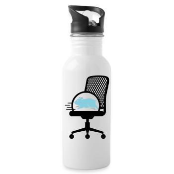  Hamsterrad auf Bürostuhl - Trinkflasche mit integriertem Trinkhalm - Weiß - Rechts