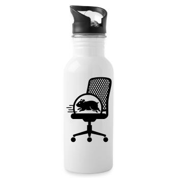 Hamsterrad Bürostuhl Stress - Trinkflasche mit integriertem Trinkhalm - Weiß - Rechts