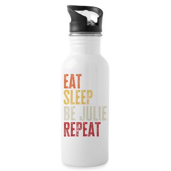 Eat Sleep Be Julie Repeat Retro Name - Water bottle with straw - white - Right