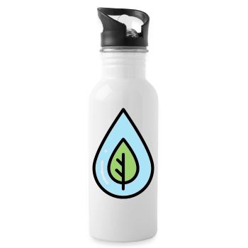 Water Drop Leaf Eco - Water bottle with straw - white - Right