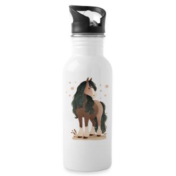 Cheval avec des étoiles - Gourde avec paille intégrée - blanc - Droite