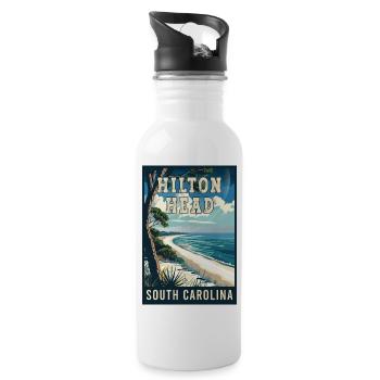 Discover the Charm of Hilton Head in South Carolin - Water bottle with straw - white - Right
