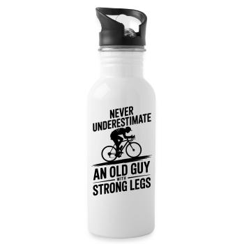 Never underestimate an old man with a bike - Water bottle with straw - white - Right