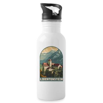 Entdecken Sie Reisekunst der Burg Liechtenstein Vaduz - Trinkflasche mit integriertem Trinkhalm - Weiß - Rechts