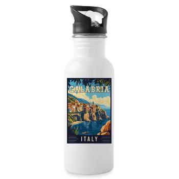 Entdecken Sie die rustikale Schönheit Kalabriens in Italien - Trinkflasche mit integriertem Trinkhalm - Weiß - Rechts