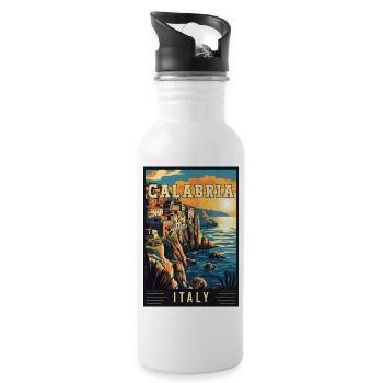 Erleben Sie die rustikale Schönheit Kalabriens in Italien - Trinkflasche mit integriertem Trinkhalm - Weiß - Rechts