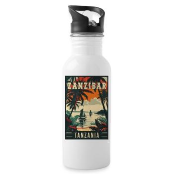 Zanzibar tropical en Tanzanie Art de voyage vintage - Gourde avec paille intégrée - blanc - Droite