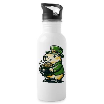 Capybara Lucky Leprechaun Gold Pot Gift Funny - Water bottle with straw - white - Right