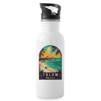 Explore Tulum In Mexico Tropical Paradise - Water bottle with straw - white - Right