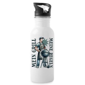 My Grill My Rules BBQ Grill Master Dad - Water bottle with straw - white - Right