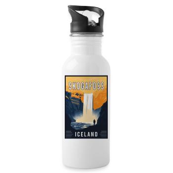 Entdecken Sie den majestätischen Skogafoss-Wasserfall in Island - Trinkflasche mit integriertem Trinkhalm - Weiß - Rechts