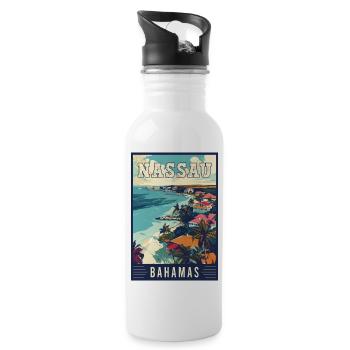 Discover Bahamas and Nassau - Tropical Paradise - Water bottle with straw - white - Right