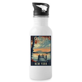 Experience Saratoga Lake In New York State - Water bottle with straw - white - Right