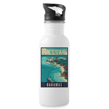 Experience Bahamas and Nassau - Tropical Paradise - Water bottle with straw - white - Right