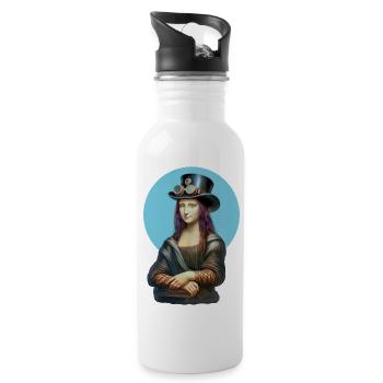 STEAM MONA - steam punk'n'roll - Water bottle with straw - white - Right