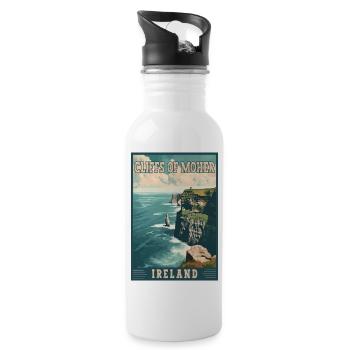 Explore Cliffs Of Moher In Ireland - Water bottle with straw - white - Right