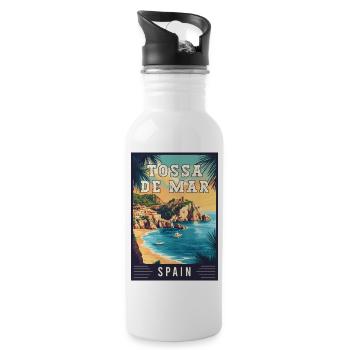 Entdecken Sie das faszinierende Tossa de Mar in Spanien - Trinkflasche mit integriertem Trinkhalm - Weiß - Rechts