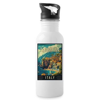 Explore Beauty of Taormina in Italy - Water bottle with straw - white - Right