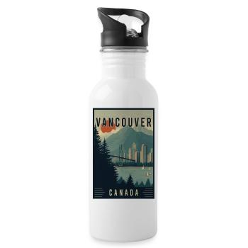 Discover Pacific Northwest City Vancouver Canada - Water bottle with straw - white - Right