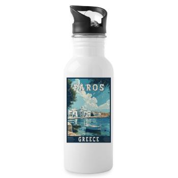 Experience Paros In Greece Mediterranean Paradise - Water bottle with straw - white - Right