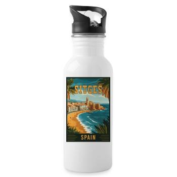Discover Vibrant Charm of Sitges in Spain - Water bottle with straw - white - Right