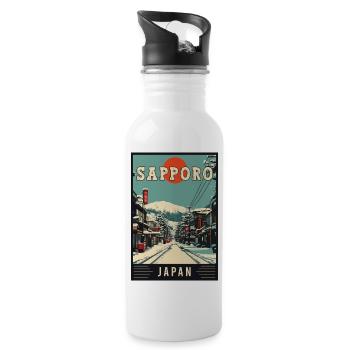 Discover Captivating City of Sapporo in Japan - Water bottle with straw - white - Right