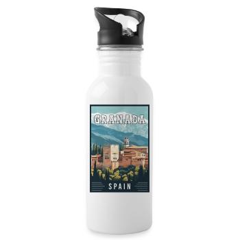 Discover Granada in Spain Beauty of Alhambra - Water bottle with straw - white - Right