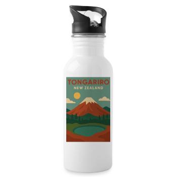 Entdecken Sie Tongariro in Neuseeland - Trinkflasche mit integriertem Trinkhalm - Weiß - Rechts