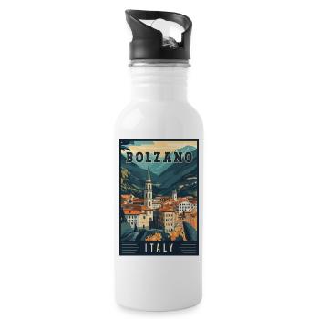 Entdecken Sie die Alpenstadt Bozen in Italien - Trinkflasche mit integriertem Trinkhalm - Weiß - Rechts