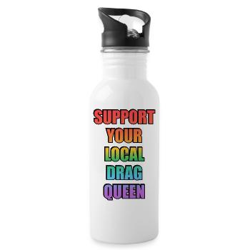 Unterstütze deine lokale Drag Queen - Trinkflasche mit integriertem Trinkhalm - Weiß - Rechts