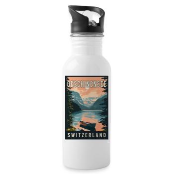 Explore Alpine Gem Oeschinensee in Switzerland - Water bottle with straw - white - Right