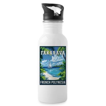 Entdecken Sie tropische Fakarava in Französisch-Polynesien - Trinkflasche mit integriertem Trinkhalm - Weiß - Rechts