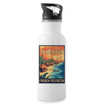 Erleben Sie tropisches Fakarava in Französisch-Polynesien - Trinkflasche mit integriertem Trinkhalm - Weiß - Rechts