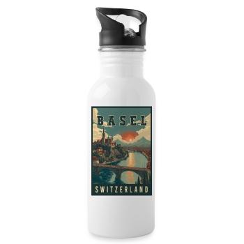 Discover River City of Basel in Switzerland - Water bottle with straw - white - Right